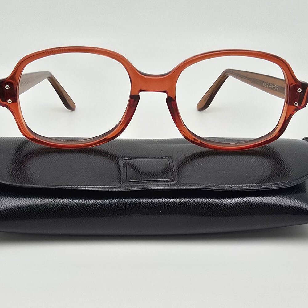 USS Rochester Optical RO Brown USGI Military Issue Horn Rim Eyeglasses Frame 60s